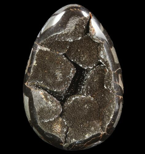 Septarian Dragon Egg Geode - Black Crystals #96724